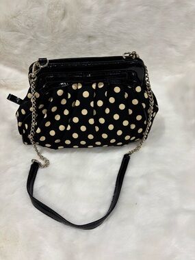 kate spade Black and Cream Polka Dot Chain Strap Crossbody